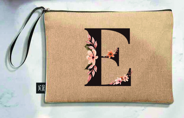 Bolso de mano letra e una pieza (diseño variado) (25×18×1 )